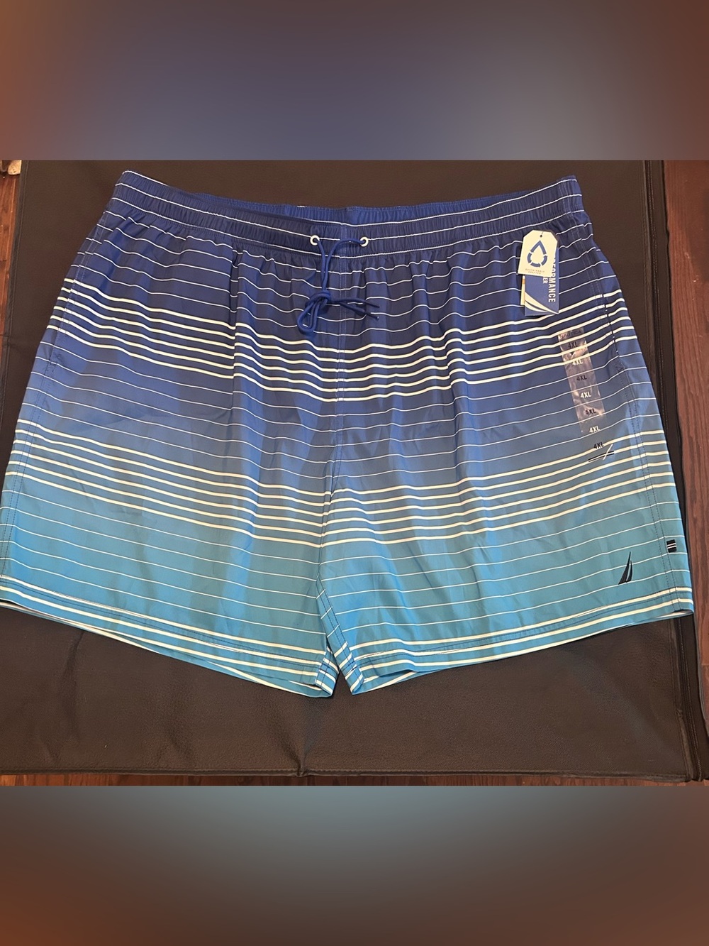 Nautica Men’s Blue‎ Ombre Striped Swim Trunks
